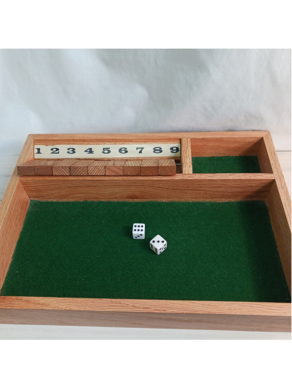 VTG Handmade Shut The Box Oak Retro Bar Dice Games Basement Entertainment